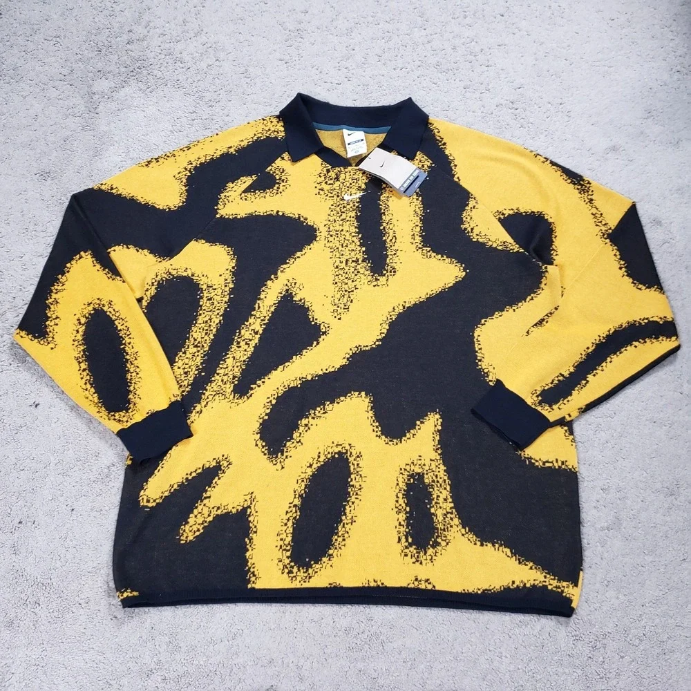 Nike Sweater Men XL Culture of Football Knit Soccer Black Gold Pullover NEW $130